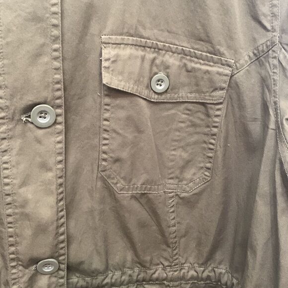 Woman Within Size 1X 💯 Cotton Army Green Fatigue Jacket  Adjustable Tie Waist - Picture 4 of 9